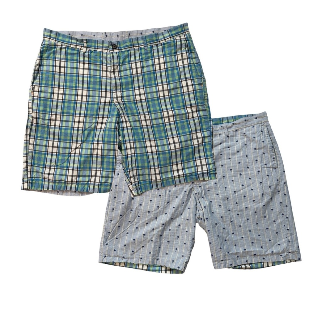Tommy‎ Bahama Reversible Shorts Plaid Palm Print Casual Men's Size 40